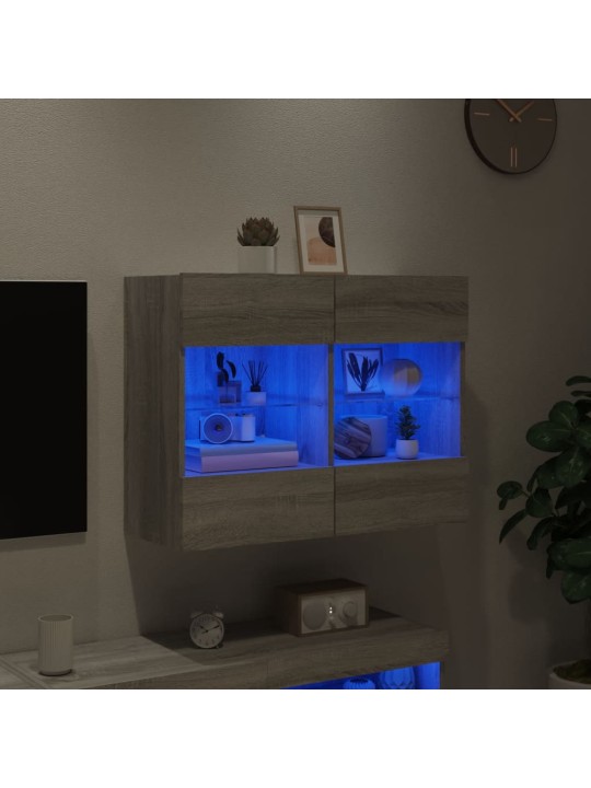 Nástěnná TV skříňka s LED osvětlením šedá sonoma 78,5x30x60,5cm