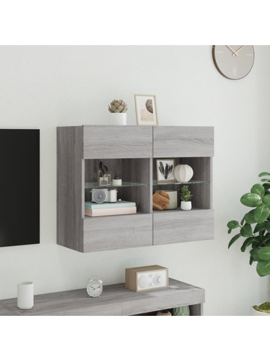 Nástěnná TV skříňka s LED osvětlením šedá sonoma 78,5x30x60,5cm