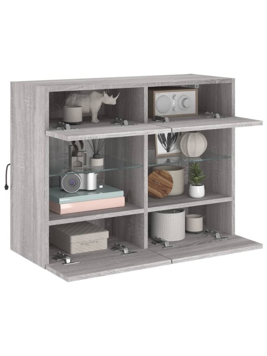 Nástěnná TV skříňka s LED osvětlením šedá sonoma 78,5x30x60,5cm