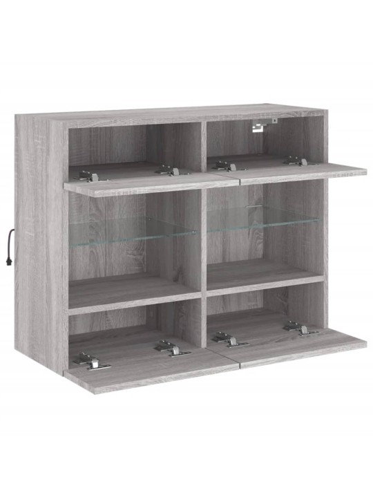 Nástěnná TV skříňka s LED osvětlením šedá sonoma 78,5x30x60,5cm
