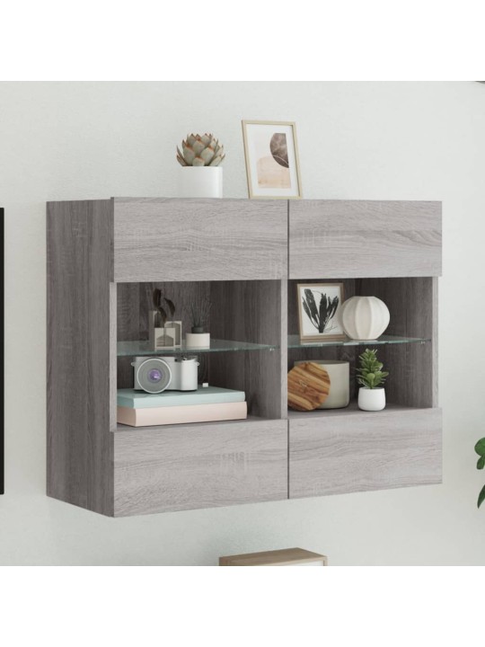 Nástěnná TV skříňka s LED osvětlením šedá sonoma 78,5x30x60,5cm