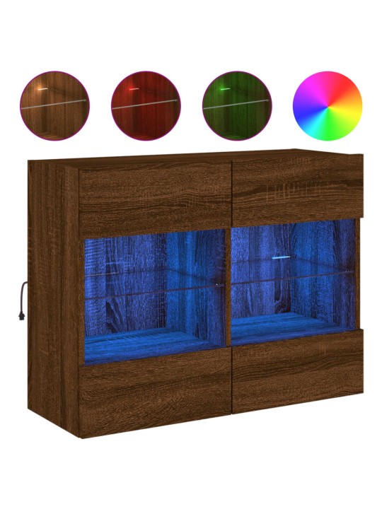 Nástěnná TV skříňka s LED osvětlením hnědý dub 78,5x30x60,5 cm