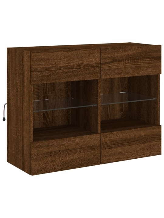 Nástěnná TV skříňka s LED osvětlením hnědý dub 78,5x30x60,5 cm
