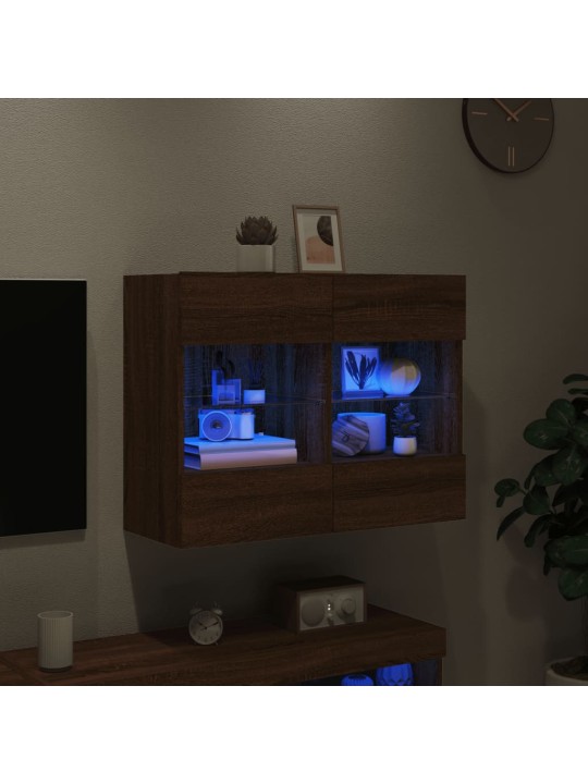 Nástěnná TV skříňka s LED osvětlením hnědý dub 78,5x30x60,5 cm