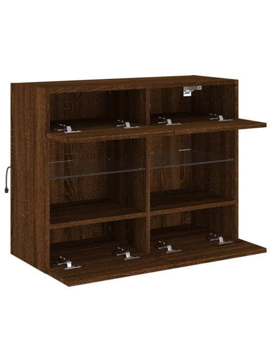 Nástěnná TV skříňka s LED osvětlením hnědý dub 78,5x30x60,5 cm