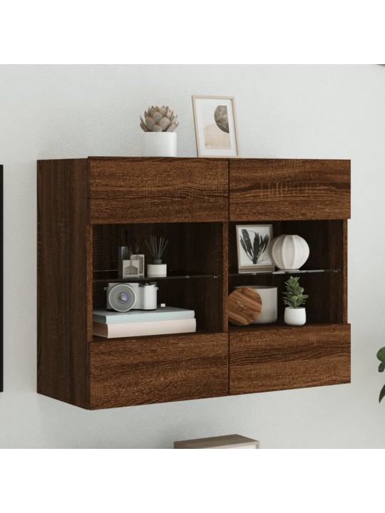 Nástěnná TV skříňka s LED osvětlením hnědý dub 78,5x30x60,5 cm