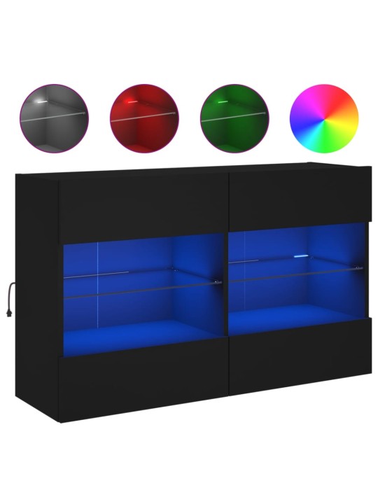 Nástěnná TV skříňka s LED osvětlením černá 98,5 x 30 x 60,5 cm