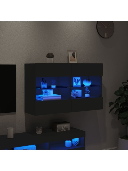 Nástěnná TV skříňka s LED osvětlením černá 98,5 x 30 x 60,5 cm