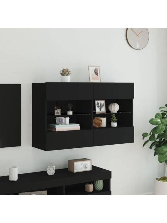 Nástěnná TV skříňka s LED osvětlením černá 98,5 x 30 x 60,5 cm