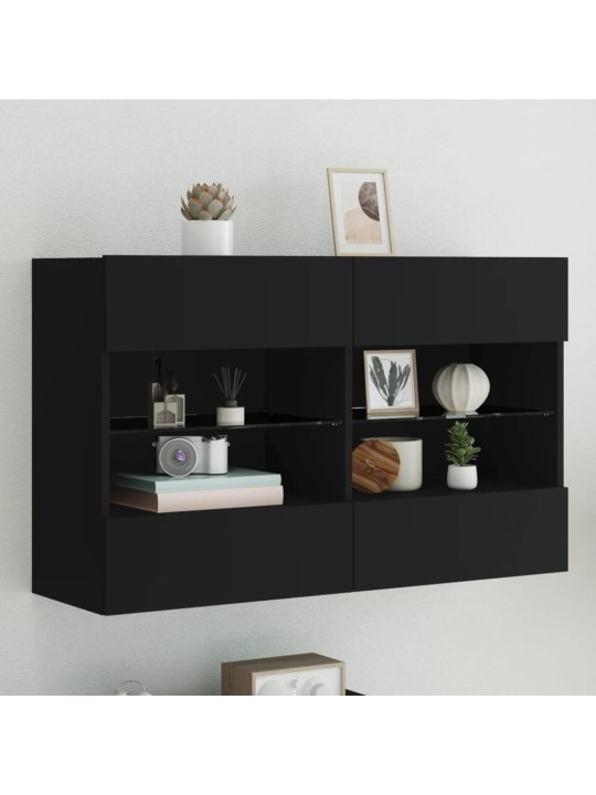 Nástěnná TV skříňka s LED osvětlením černá 98,5 x 30 x 60,5 cm