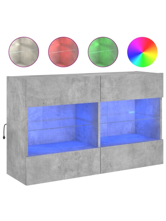 Nástěnná TV skříňka s LED betonově šedá 98,5 x 30 x 60,5 cm