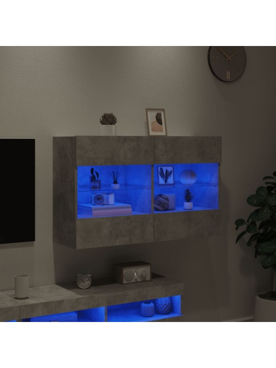 Nástěnná TV skříňka s LED betonově šedá 98,5 x 30 x 60,5 cm