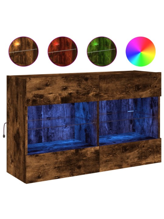 Nástěnná TV skříňka s LED osvětlením kouřový dub 98,5x30x60,5cm