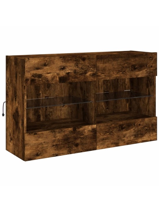 Nástěnná TV skříňka s LED osvětlením kouřový dub 98,5x30x60,5cm