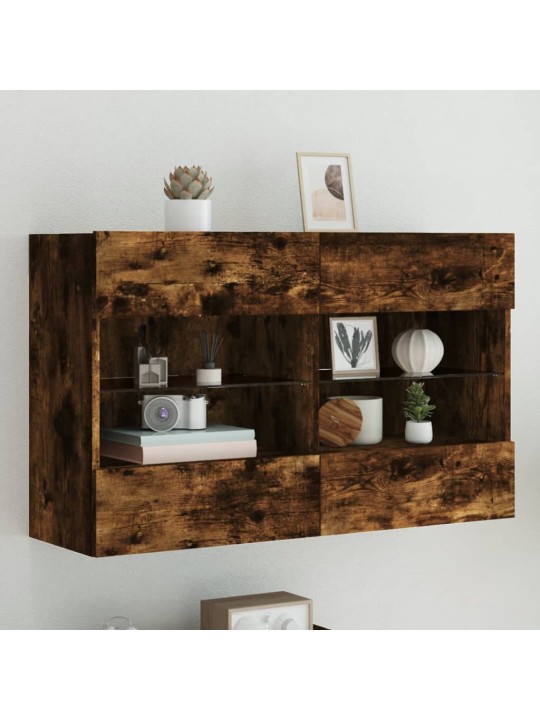 Nástěnná TV skříňka s LED osvětlením kouřový dub 98,5x30x60,5cm