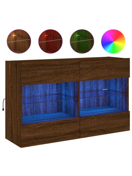 Nástěnná TV skříňka s LED osvětlením hnědý dub 98,5x30x60,5 cm