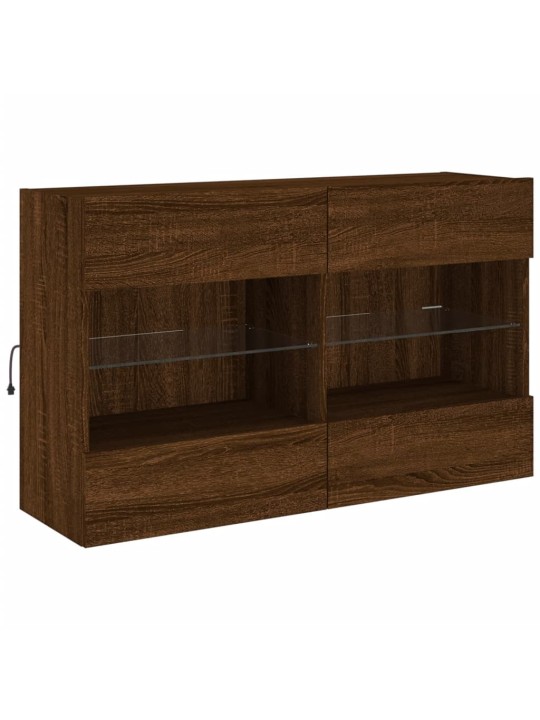 Nástěnná TV skříňka s LED osvětlením hnědý dub 98,5x30x60,5 cm