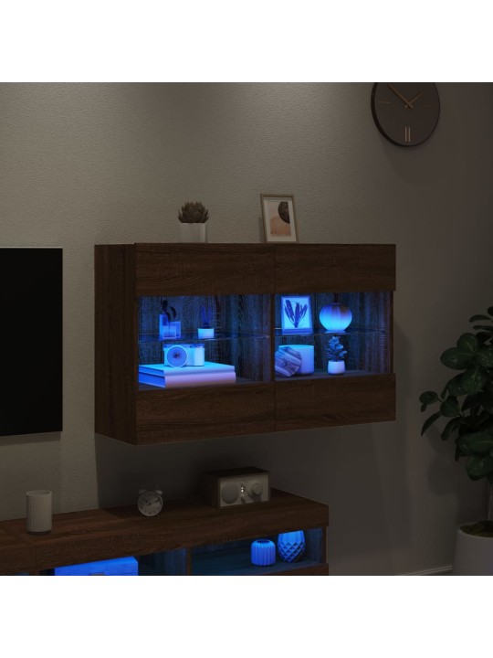 Nástěnná TV skříňka s LED osvětlením hnědý dub 98,5x30x60,5 cm