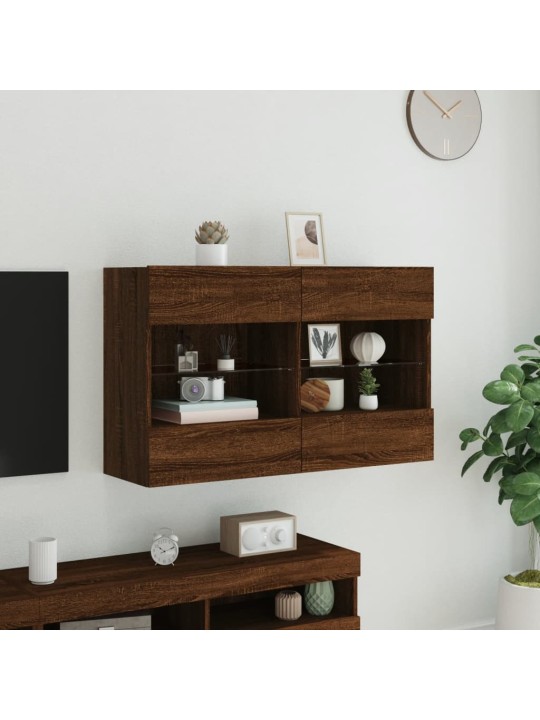 Nástěnná TV skříňka s LED osvětlením hnědý dub 98,5x30x60,5 cm