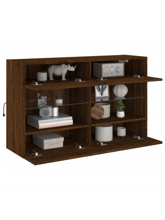 Nástěnná TV skříňka s LED osvětlením hnědý dub 98,5x30x60,5 cm