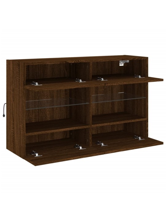 Nástěnná TV skříňka s LED osvětlením hnědý dub 98,5x30x60,5 cm