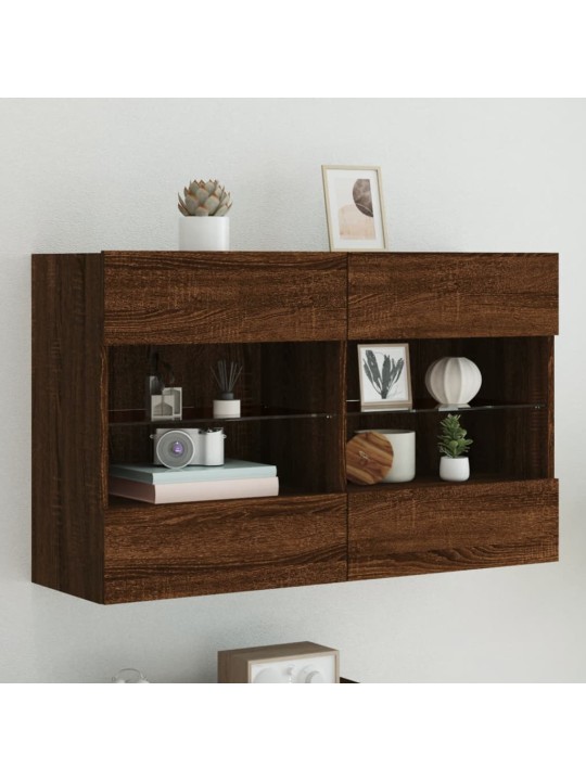 Nástěnná TV skříňka s LED osvětlením hnědý dub 98,5x30x60,5 cm