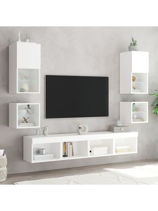 Noční stolek s LED osvětlením nástěnný bílý