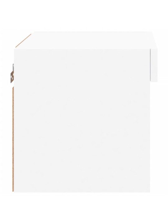 Noční stolek s LED osvětlením nástěnný bílý