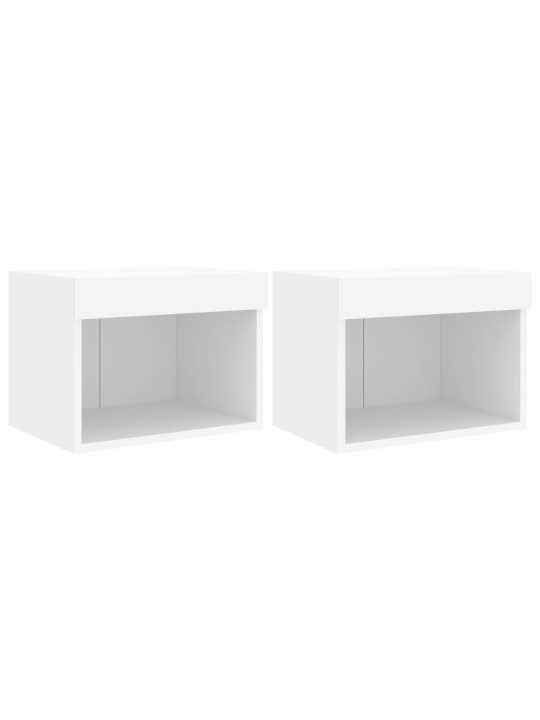 Noční stolky s LED osvětlením nástěnné 2 ks bílé