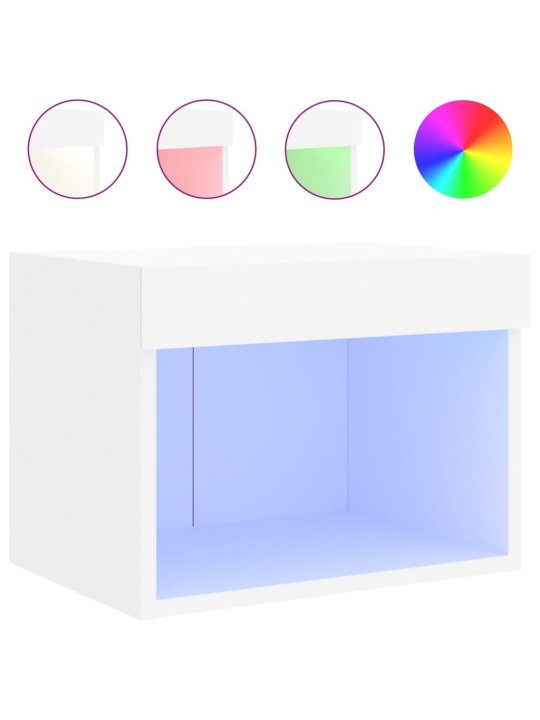 Noční stolky s LED osvětlením nástěnné 2 ks bílé
