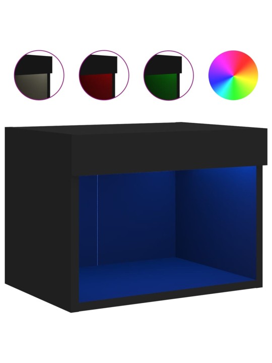 Noční stolky s LED osvětlením nástěnné 2 ks černé