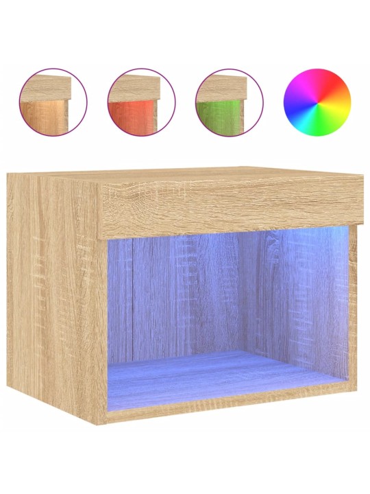 Noční stolek s LED osvětlením nástěnný dub sonoma