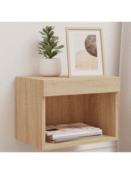 Noční stolek s LED osvětlením nástěnný dub sonoma