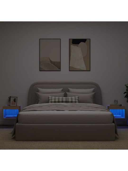 Noční stolky s LED osvětlením nástěnné 2 ks dub sonoma