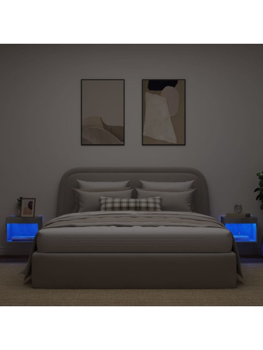 Noční stolky s LED osvětlením nástěnné 2 ks betonově šedé