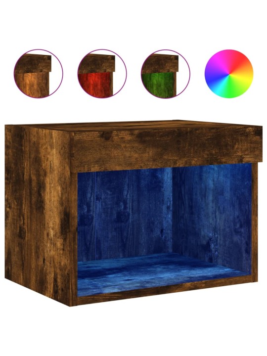 Noční stolky s LED osvětlením nástěnné 2 ks kouřový dub