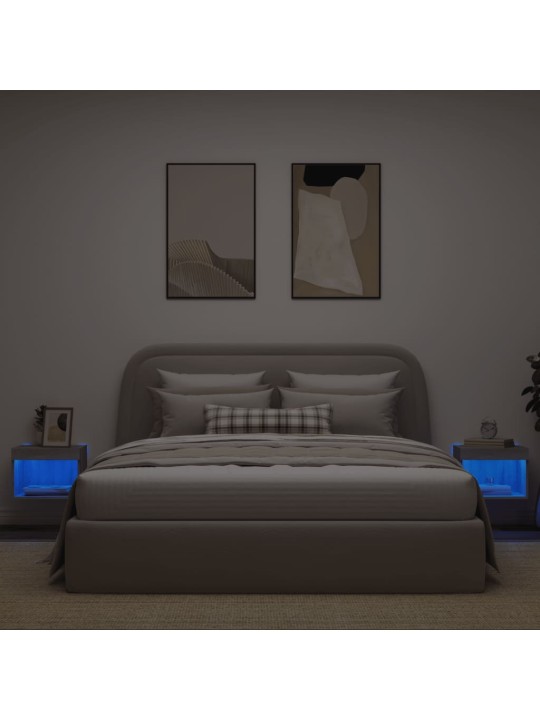 Noční stolky s LED osvětlením nástěnné 2 ks šedé sonoma