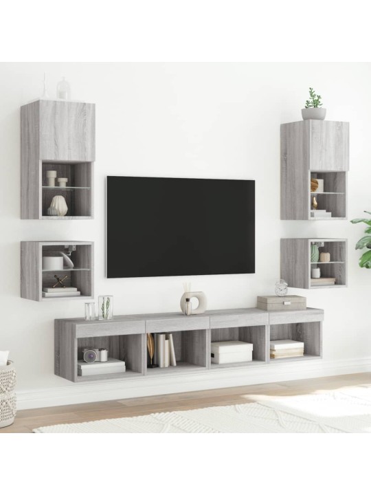 Noční stolky s LED osvětlením nástěnné 2 ks šedé sonoma