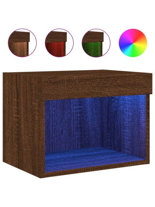 Noční stolky s LED osvětlením nástěnné 2 ks hnědý dub