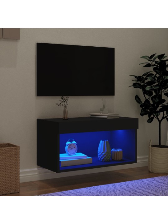 TV skříňka s LED osvětlením černá 60 x 30 x 30 cm