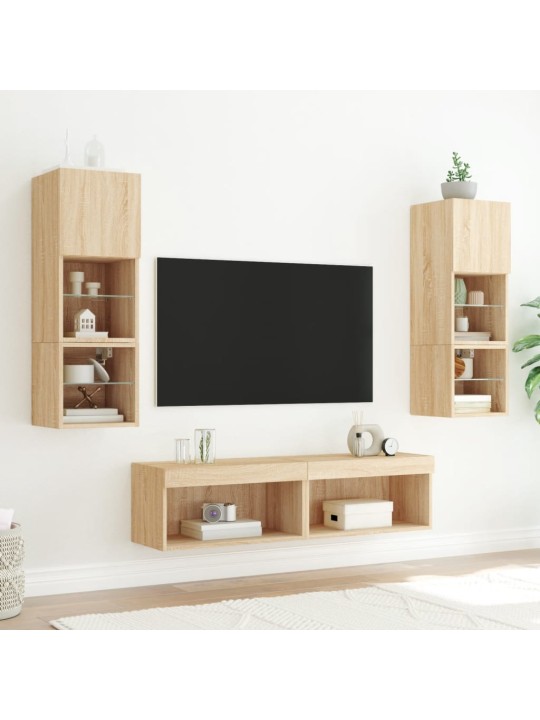 TV skříňky s LED osvětlením 2 ks dub sonoma 60 x 30 x 30 cm