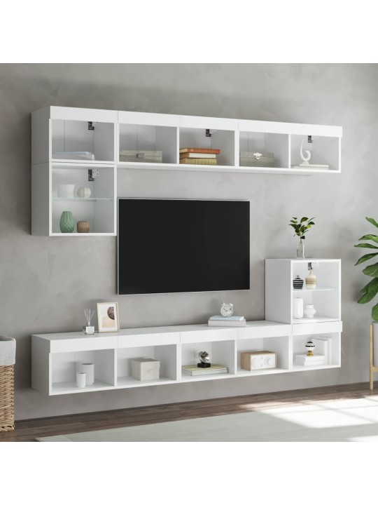 TV skříňky s LED osvětlením 2 ks bílé 80 x 30 x 30 cm