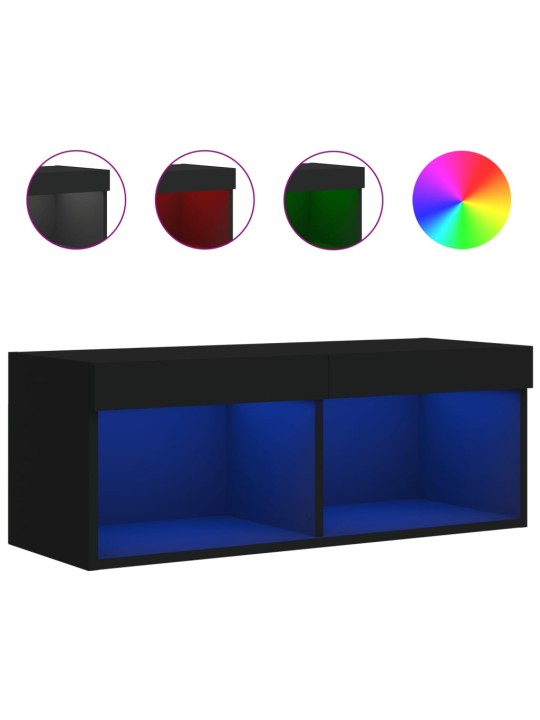 TV skříňka s LED osvětlením černá 80 x 30 x 30 cm