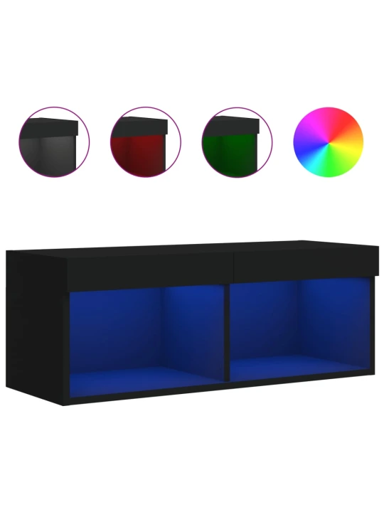 TV skříňka s LED osvětlením černá 80 x 30 x 30 cm
