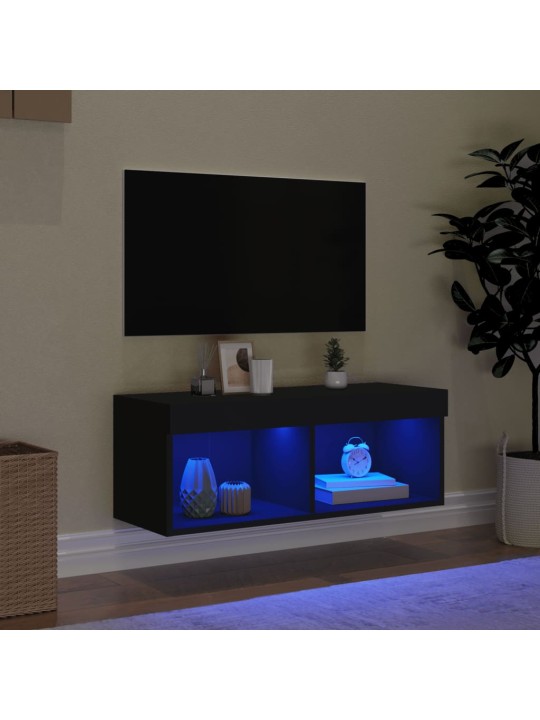 TV skříňka s LED osvětlením černá 80 x 30 x 30 cm