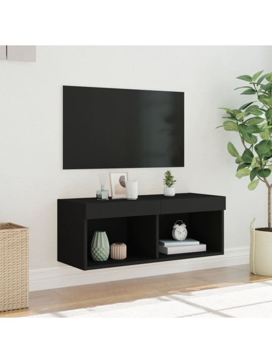 TV skříňka s LED osvětlením černá 80 x 30 x 30 cm