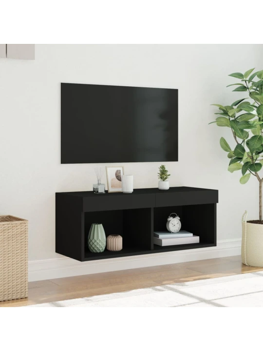 TV skříňka s LED osvětlením černá 80 x 30 x 30 cm