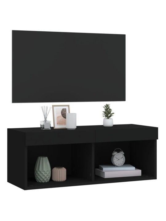 TV skříňka s LED osvětlením černá 80 x 30 x 30 cm