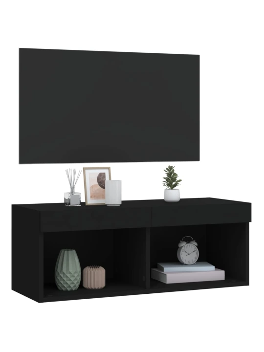 TV skříňka s LED osvětlením černá 80 x 30 x 30 cm