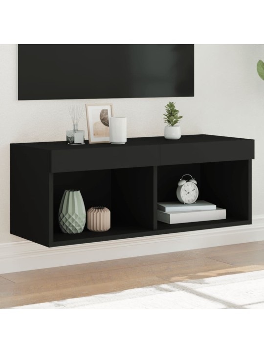 TV skříňka s LED osvětlením černá 80 x 30 x 30 cm